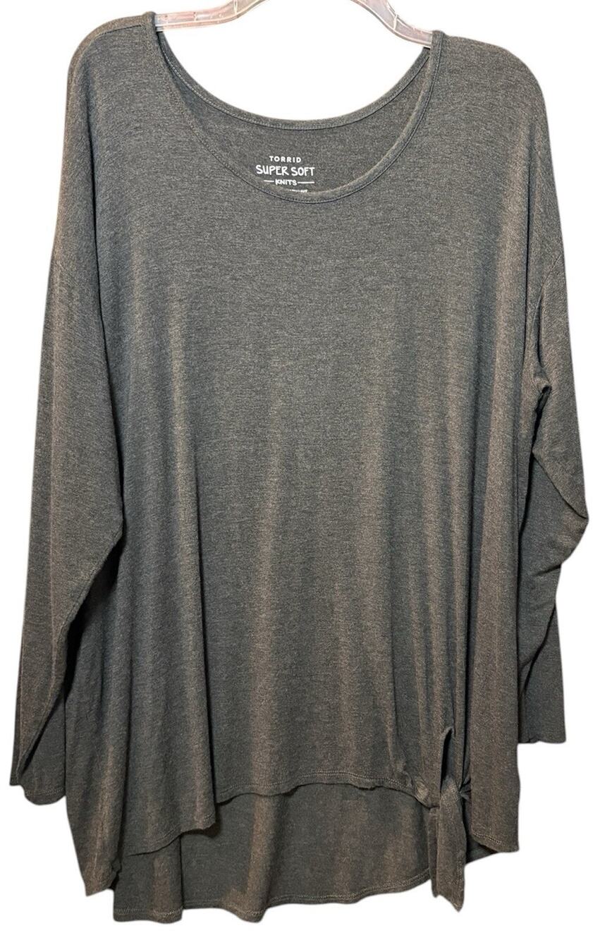 Torrid Gray Long Sleeve Knotted Knit Top Size 2X